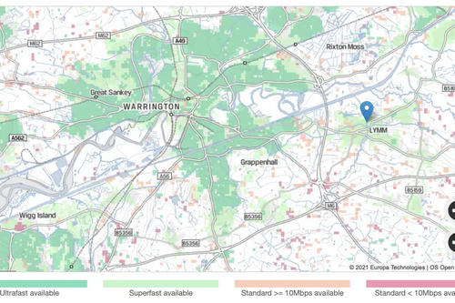 Map of broadband availability as of 14 Jan 2021