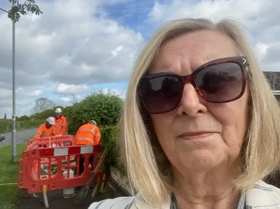 Cllr Speed at the site of one of the telegraph poles