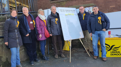 Local Liberal Democrats taking soundings in Lymm village centre